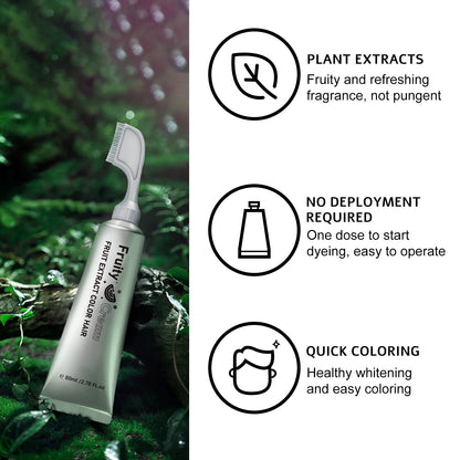 Fruit Comb Hair Dye Cream - In Hair DyeCream for Gray Coverage -Natural Black & Dark Brown