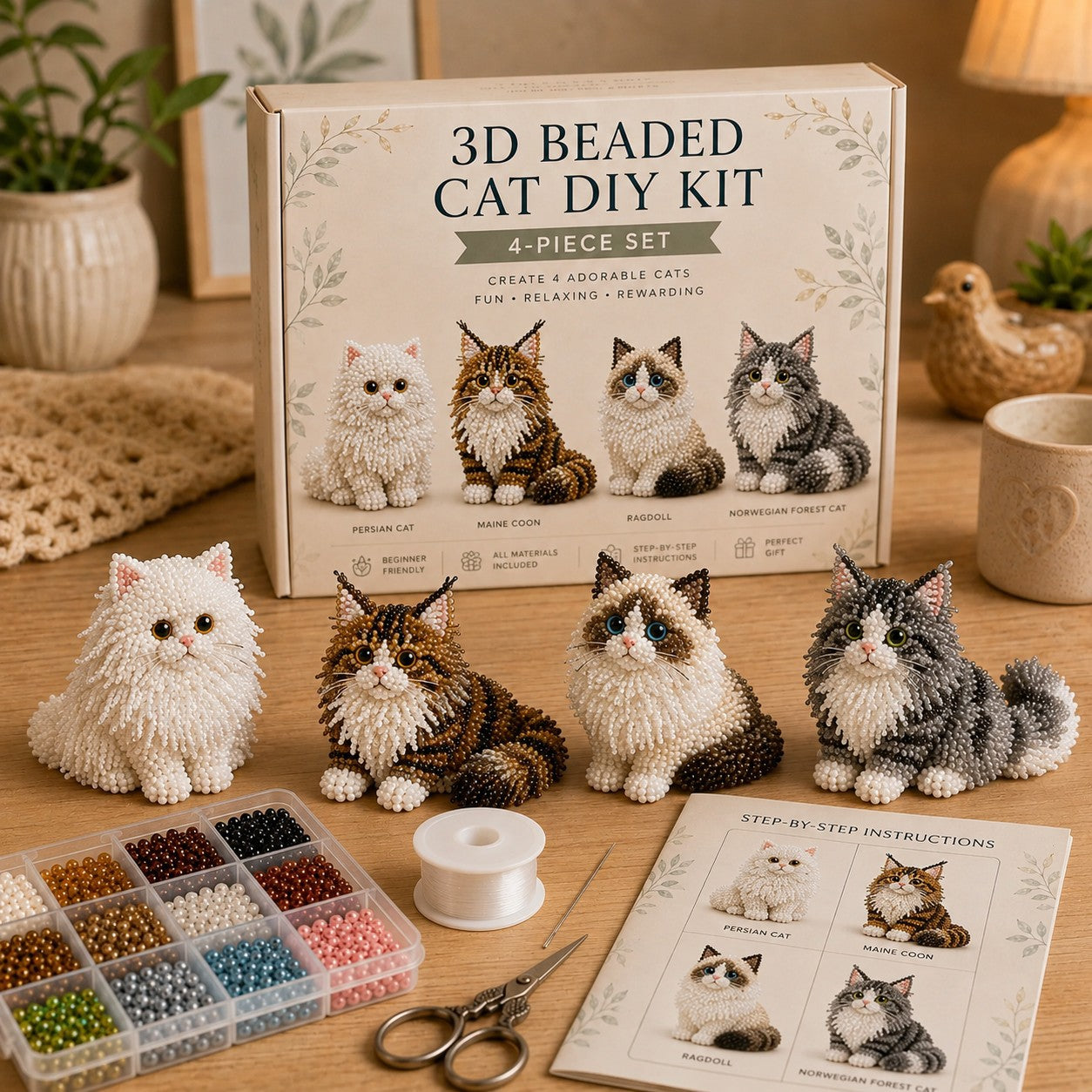 🐾 3D Beaded Pet DIY Kit– Handmade Craft Set