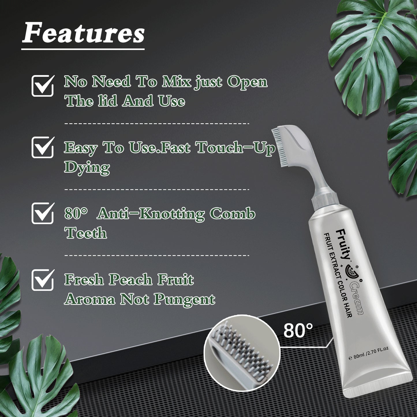 Fruit Comb Hair Dye Cream - In Hair DyeCream for Gray Coverage -Natural Black & Dark Brown