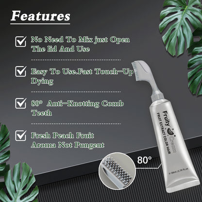 Fruit Comb Hair Dye Cream - In Hair DyeCream for Gray Coverage -Natural Black & Dark Brown