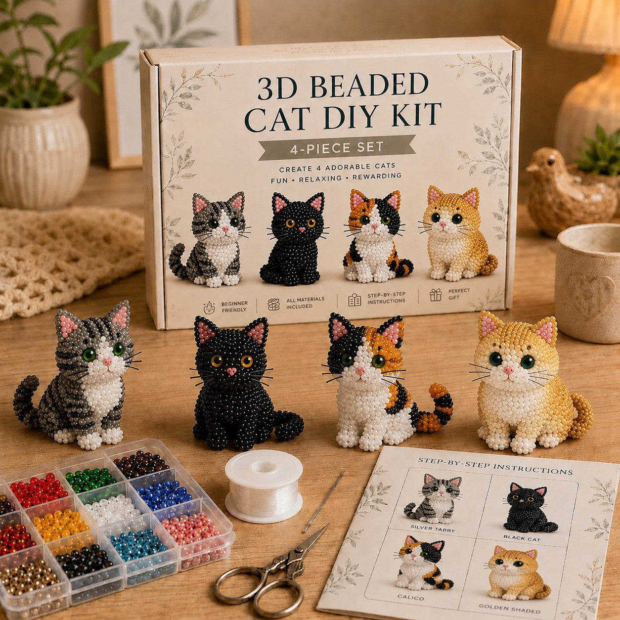 🐾 3D Beaded Pet DIY Kit– Handmade Craft Set