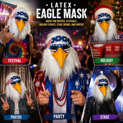 🦅 Realistic Eagle Mask with American Flag Headband