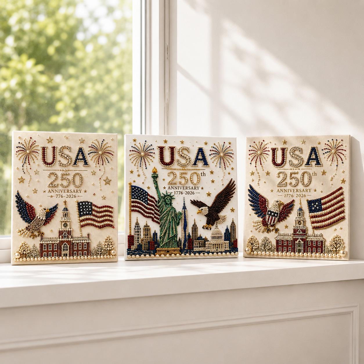 🔥LAST DAY 50% OFF - 🇺🇸 USA 250th Anniversary DIY Pearl Painting Kit ✨❤️‍🔥