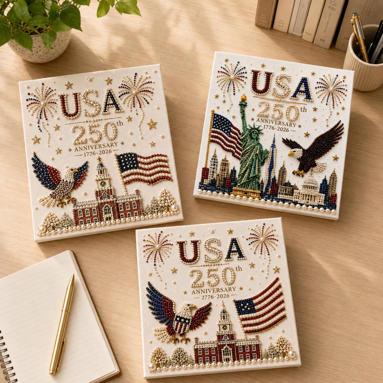 🔥LAST DAY 50% OFF - 🇺🇸 USA 250th Anniversary DIY Pearl Painting Kit ✨❤️‍🔥