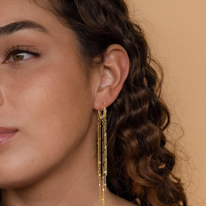 14K Gold Plated Long Tassel Earrings for Women