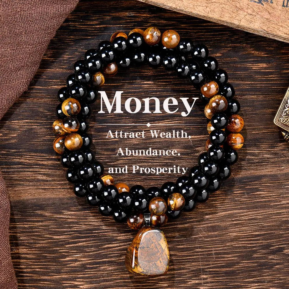 ✨ Money Attraction Necklace With Green Aventurine & Tiger Eye Pendant Healing Crystal Stone