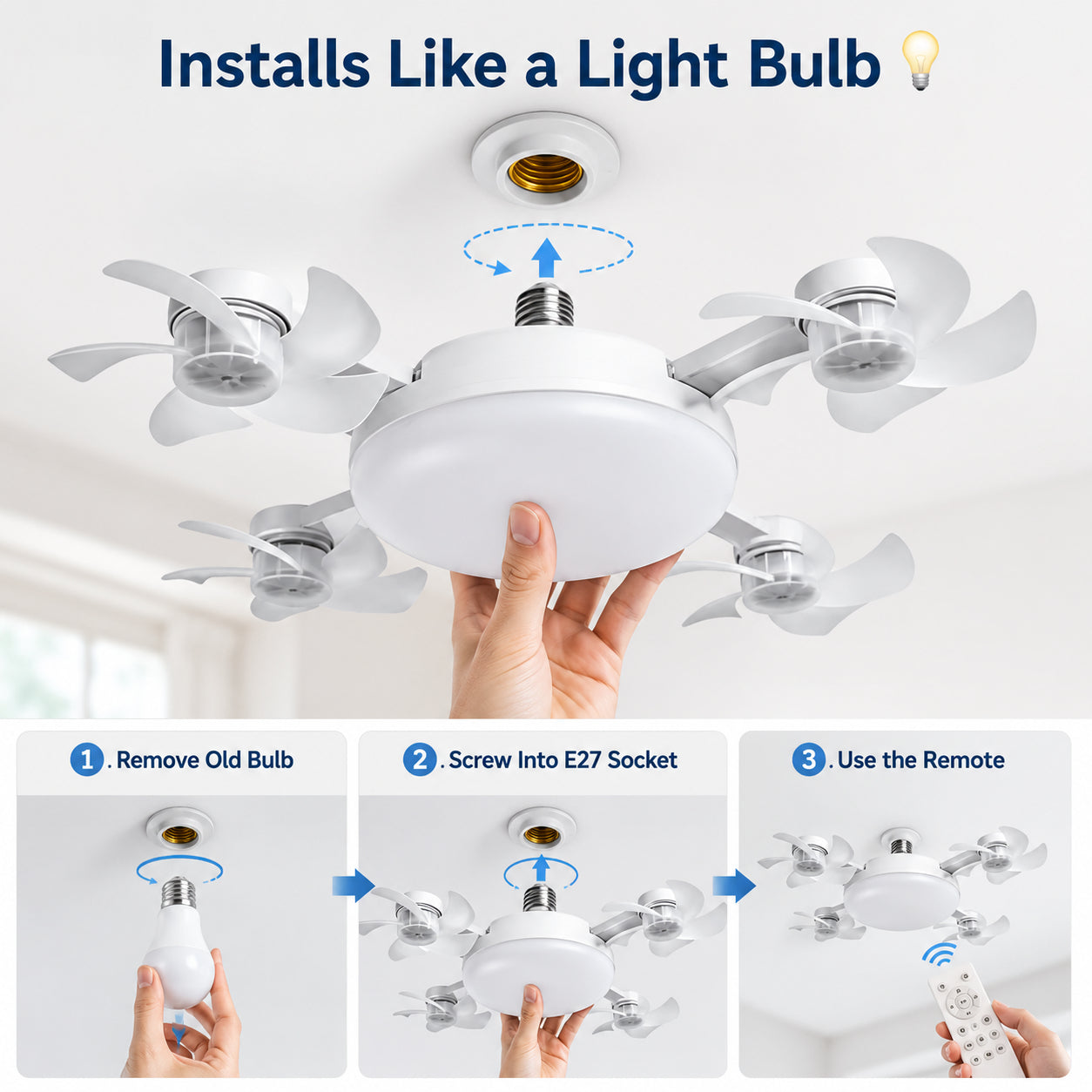 2-in-1 LED Ceiling Fan Light – Just Screw It In