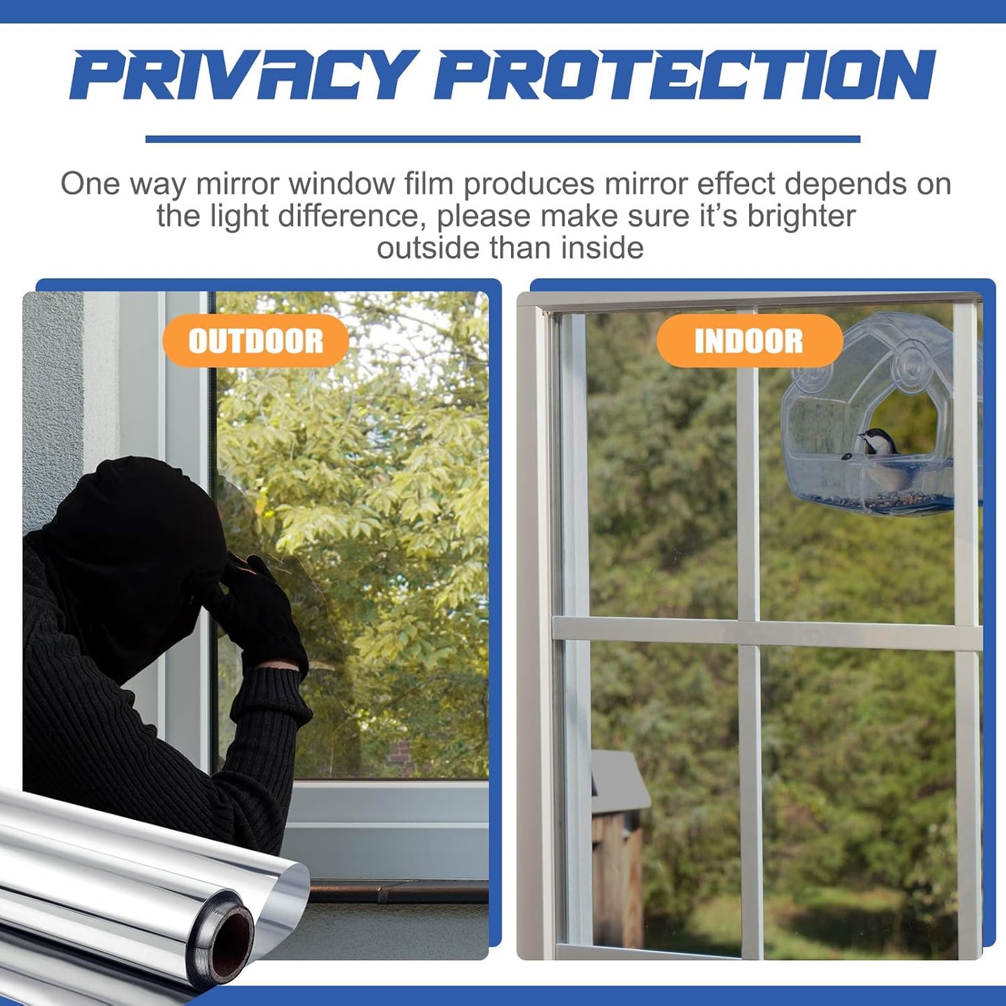 🔥 Over 50% OFF NOW🔥 One-Way Mirror Window Film for Daytime Privacy, UV Protection 🪟✨