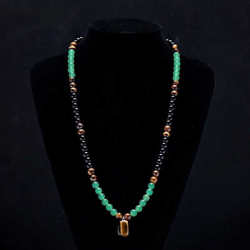 ✨ Money Attraction Necklace With Green Aventurine & Tiger Eye Pendant Healing Crystal Stone
