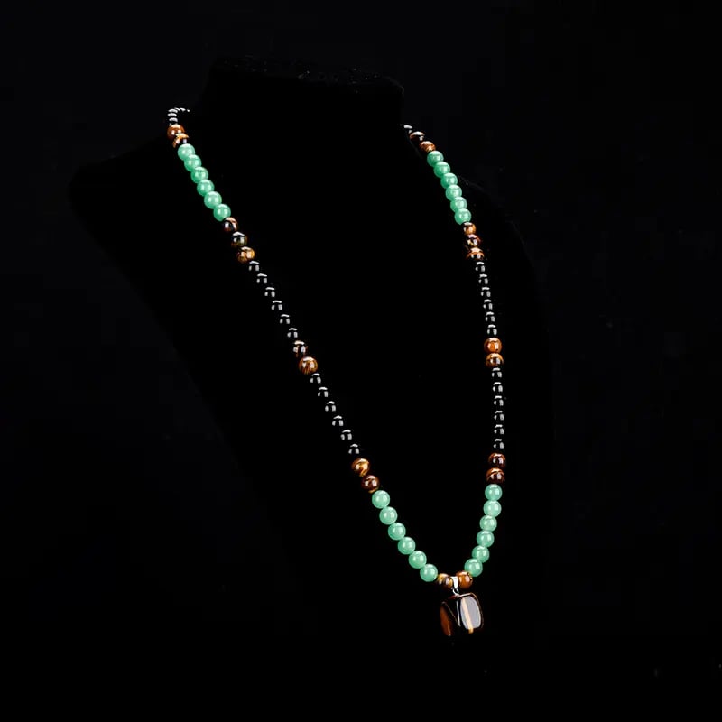 ✨ Money Attraction Necklace With Green Aventurine & Tiger Eye Pendant Healing Crystal Stone