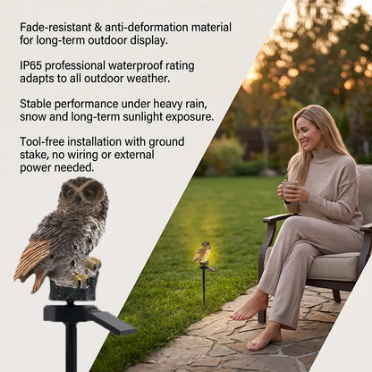✨Solar Powered Owl Resin Lamp🦉Vintage Lovely Ambient Ornament Multi-scene Home & Courtyard Decorations