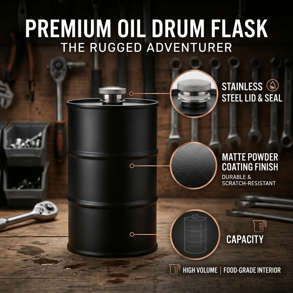 🛢️ Oil Drum Wine Jug – Industrial Style for Your Home Bar