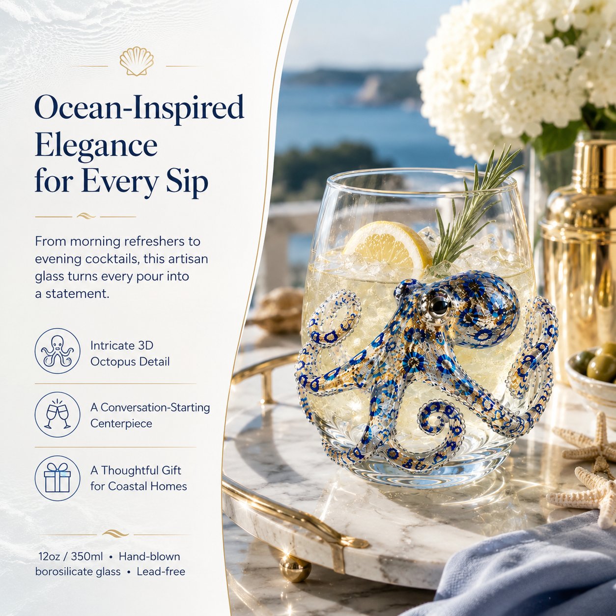 🎁 The Perfect Beach House Gift🌊3D Animal Artisan Glassware Collection