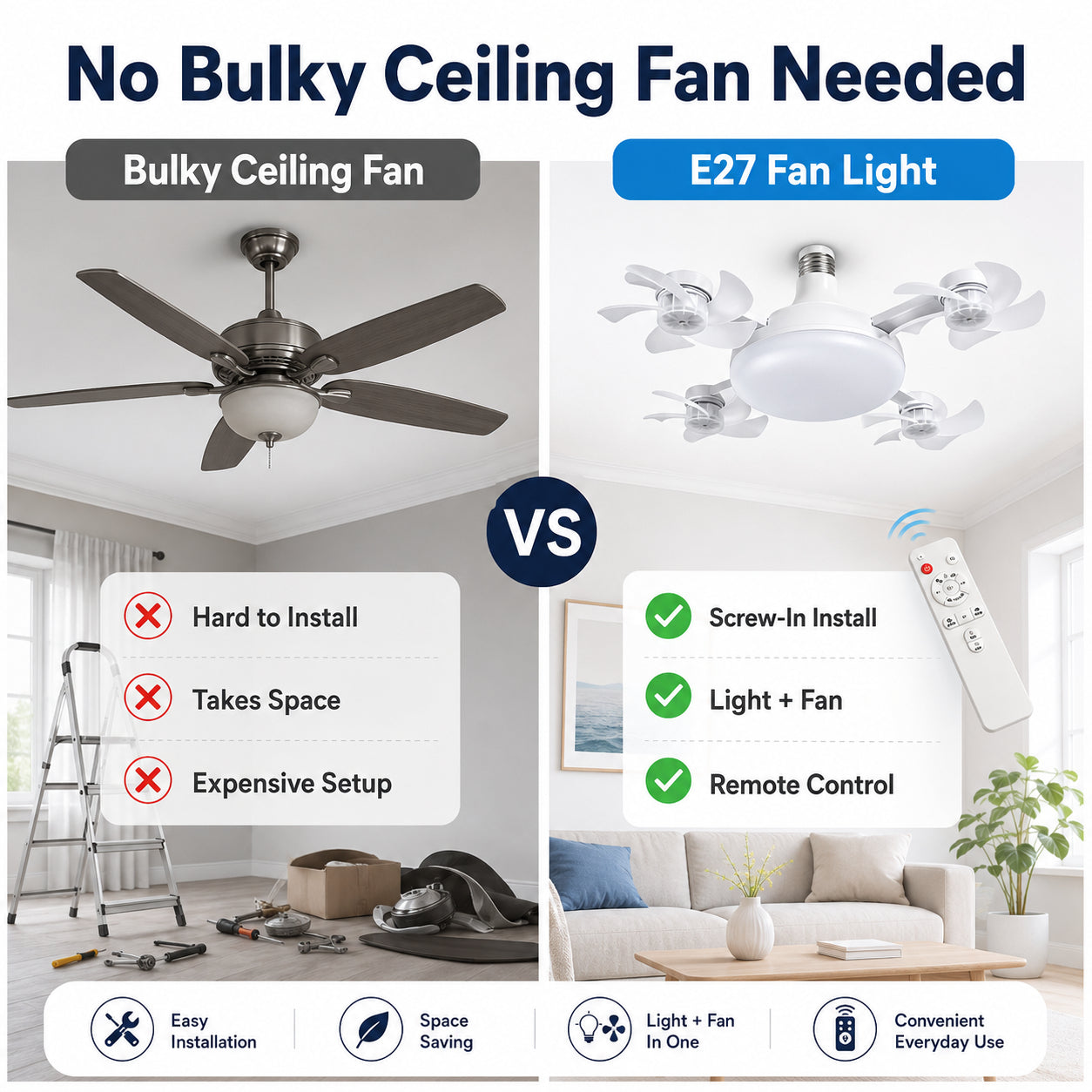 2-in-1 LED Ceiling Fan Light – Just Screw It In