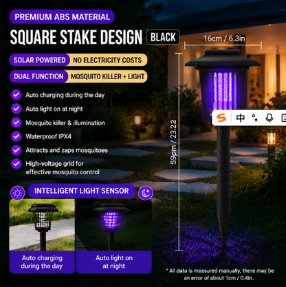 Last day 50％OFF🌙 Solar Mosquito Zapper Light 2-in-1 UV Bug Killer & Outdoor Garden Lamp, Waterproof & Solar Powered