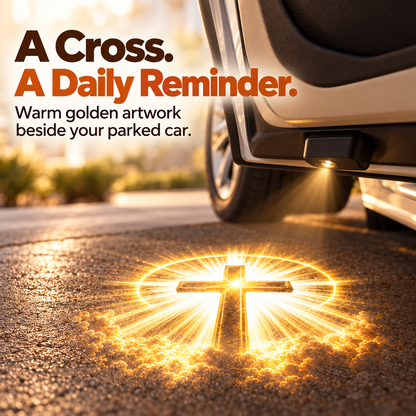 Christian Car Door Projector Light – Golden Faith-Inspired Welcome Light