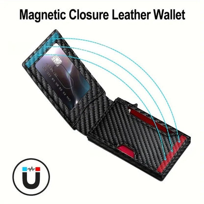 ✨✨✨Wallet - With Pop Up Aluminum Case Money Clip Slim Leather Slots Credit Card Holder RFID Blocking Bifold Minimalist Wallet