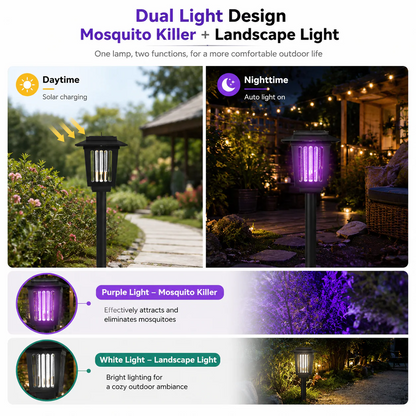 Last day 50％OFF🌙 Solar Mosquito Zapper Light 2-in-1 UV Bug Killer & Outdoor Garden Lamp, Waterproof & Solar Powered