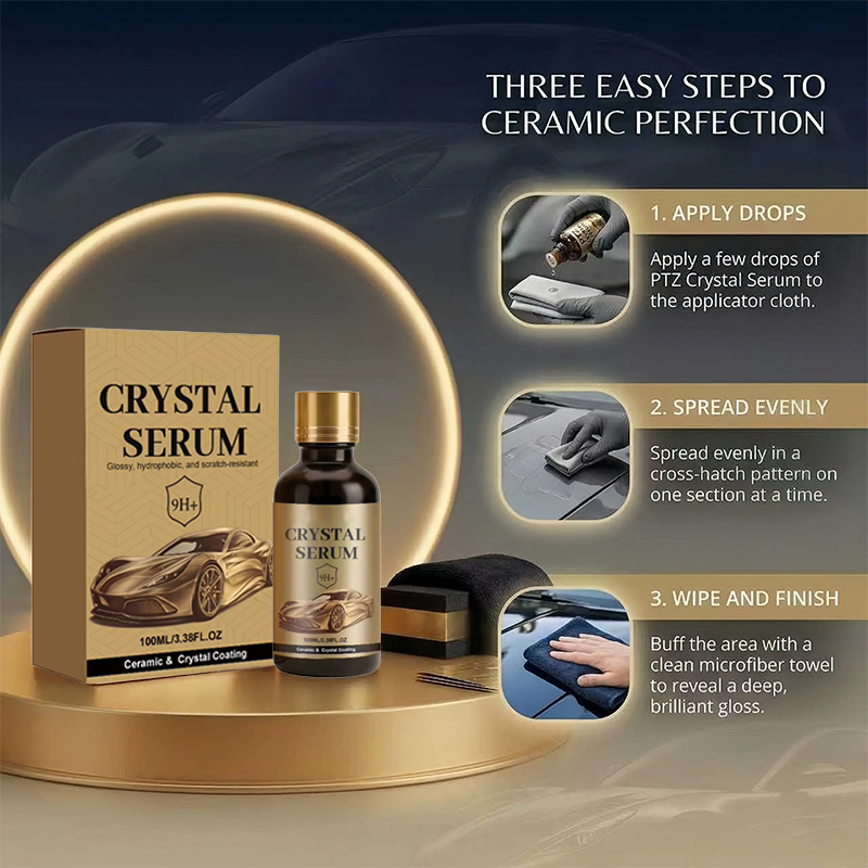 ✨ BUY 1 GET 1 FREE! 🚗 Ceramic Car Coating Kit – Crystal Serum, 9H Hardness & Hydrophobic Effect 🛡️