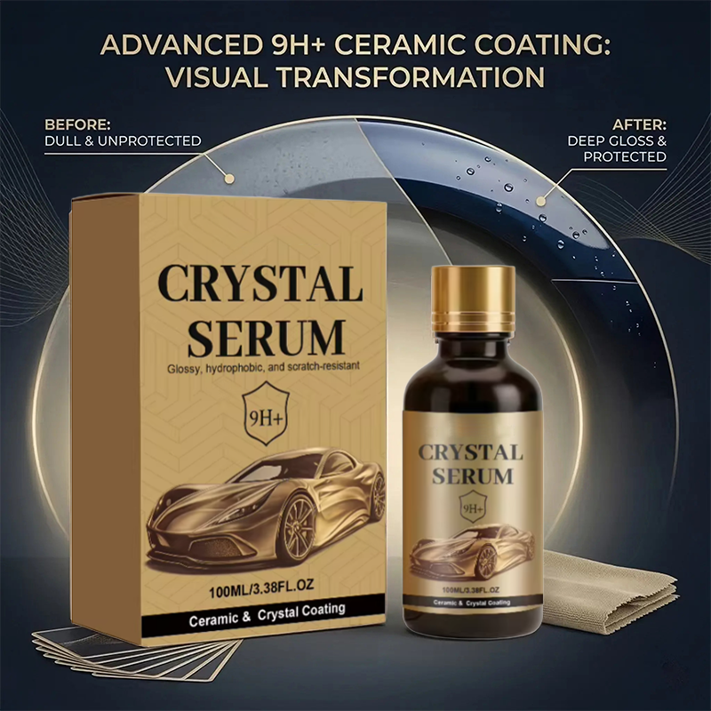 ✨ BUY 1 GET 1 FREE! 🚗 Ceramic Car Coating Kit – Crystal Serum, 9H Hardness & Hydrophobic Effect 🛡️