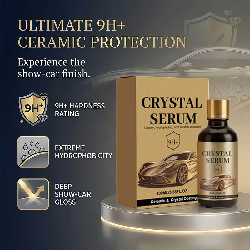 ✨ BUY 1 GET 1 FREE! 🚗 Ceramic Car Coating Kit – Crystal Serum, 9H Hardness & Hydrophobic Effect 🛡️